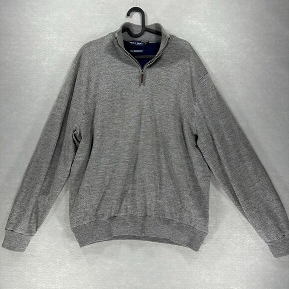 Polo Golf Ralph Lauren Men's XL 1/4 Zip 100% Merino Wool Gray Lined - see info. - Picture 3 of 14